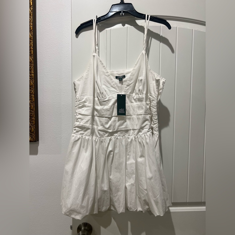 White Sleeveless Sundress with V-Neck